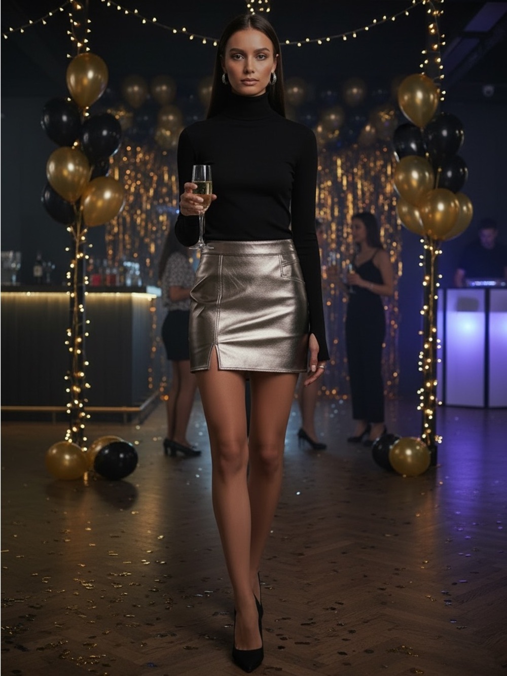 NWT ALIX NYC Talia Mini Skirt in Pewter Silver Size Medium